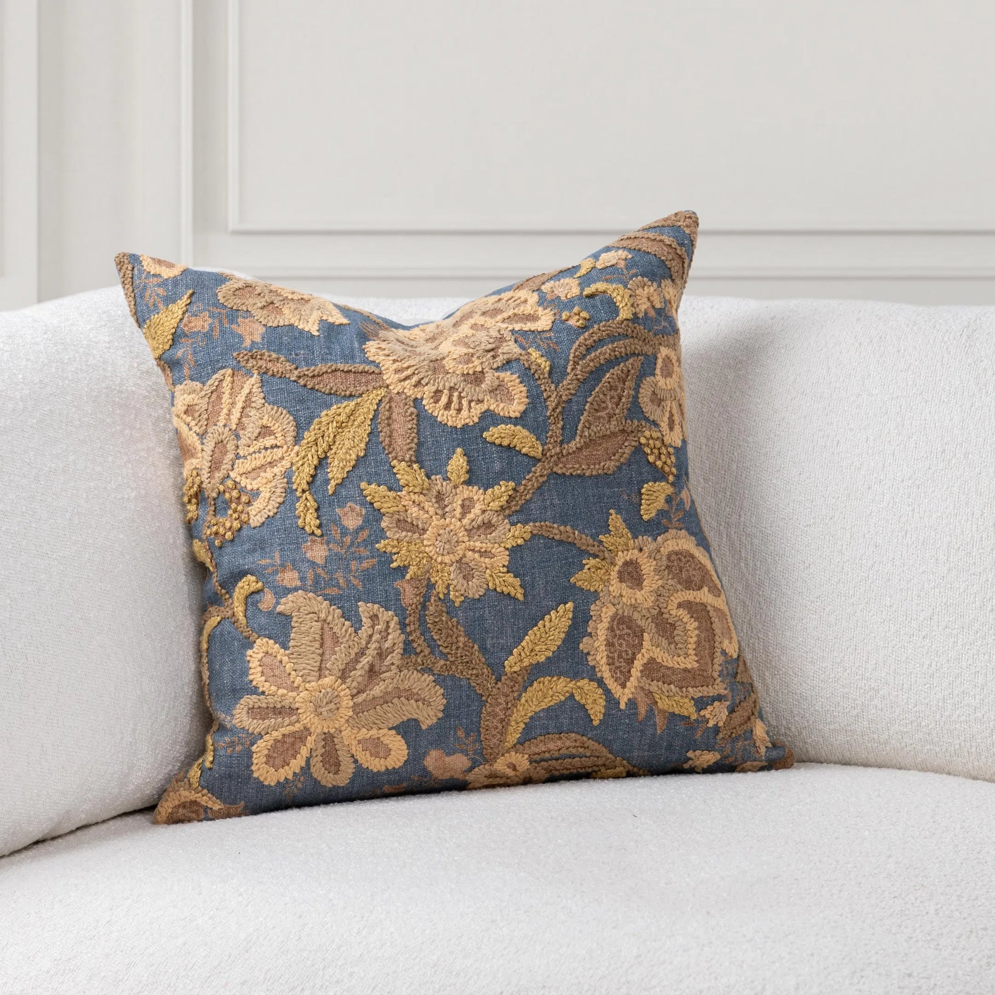 Anika Linen Blend Embroidered Throw Pillow by Villa by Classic Home. Made from 38% linen, 40% cotton, 10% lyocell, 12% acrylic in a unique style.