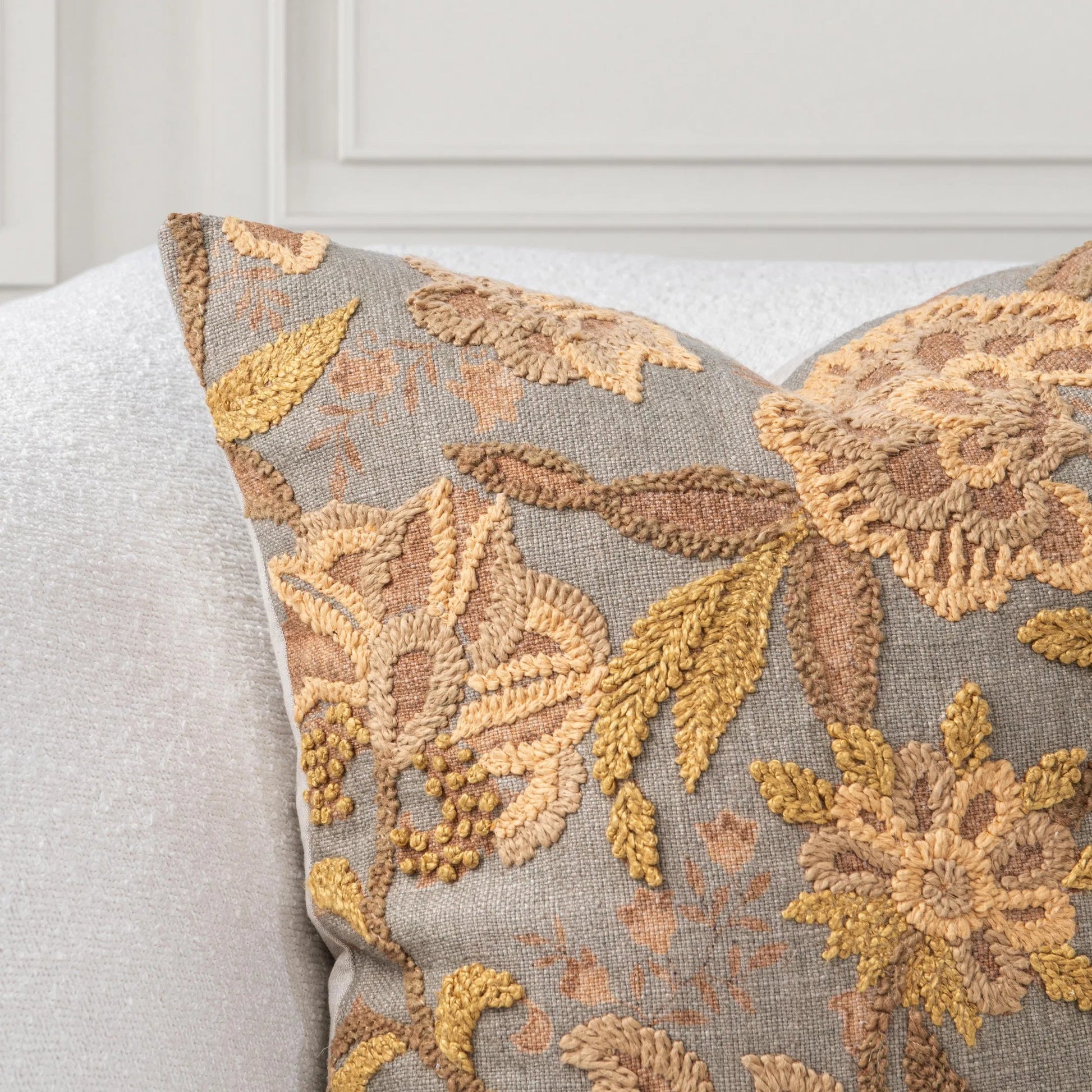 Anika Linen Blend Embroidered Throw Pillow by Villa by Classic Home. Made from 38% linen, 40% cotton, 10% lyocell, 12% acrylic in a unique style.