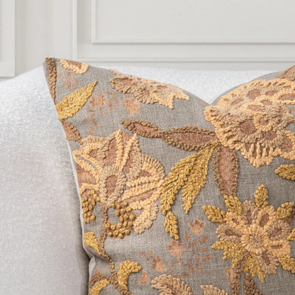 Anika Linen Blend Embroidered Throw Pillow by Villa by Classic Home. Made from 38% linen, 40% cotton, 10% lyocell, 12% acrylic in a unique style.