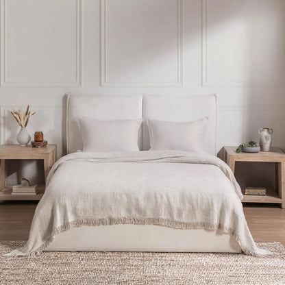 Avani Linen Blend Blanket by Villa by Classic Home in natural. Made from 80% viscose, 20% linen in a unique style.