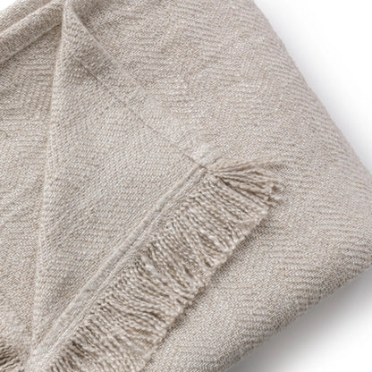 Avani Linen Blend Blanket by Villa by Classic Home in natural. Made from 80% viscose, 20% linen in a unique style.
