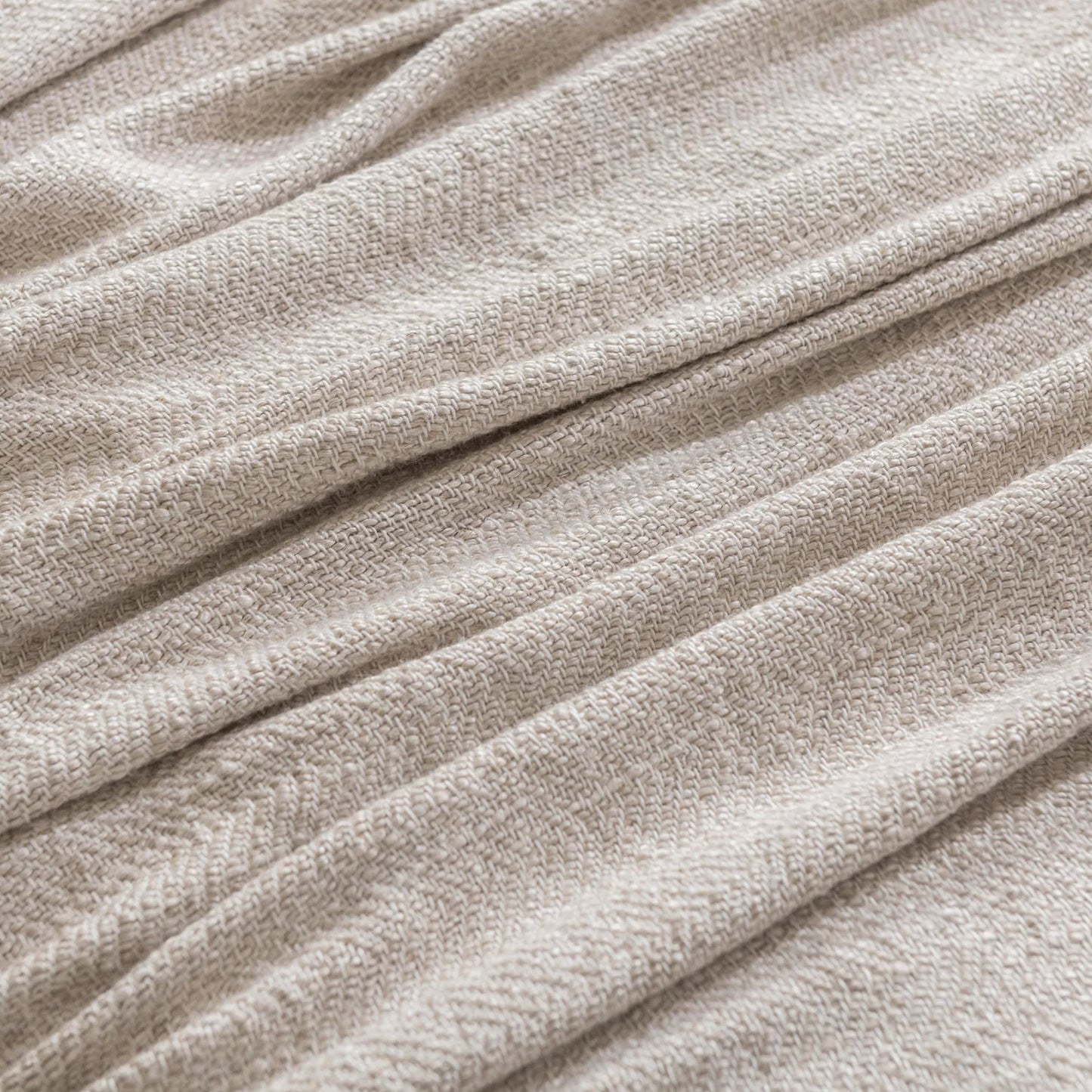 009 SI-2537827 | Closeup | Avani Linen Blend Blanket by Villa by Classic Home in natural. Made from 80% viscose, 20% linen in a unique style.