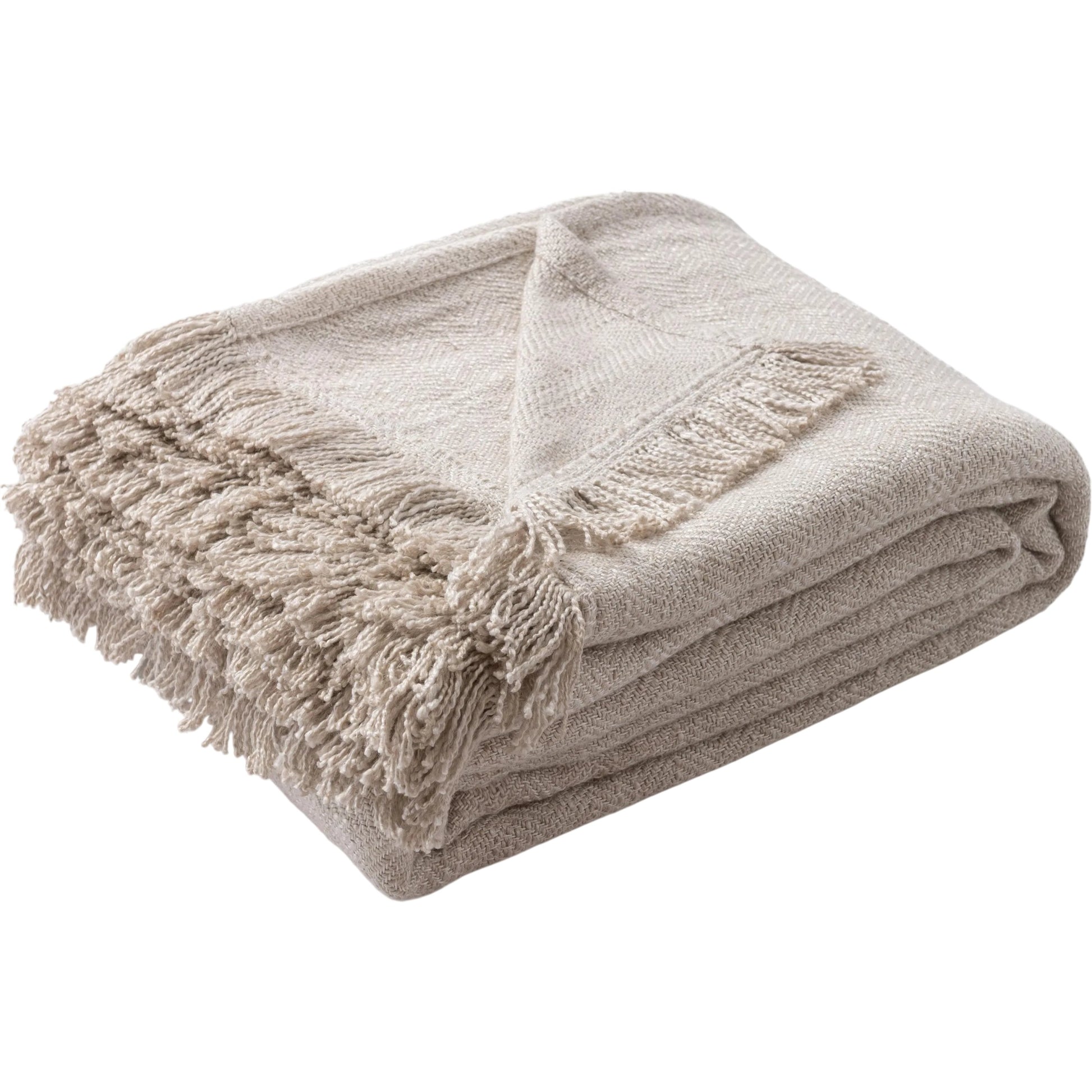 Avani Linen Blend Blanket by Villa by Classic Home in natural. Made from 80% viscose, 20% linen in a unique style.
