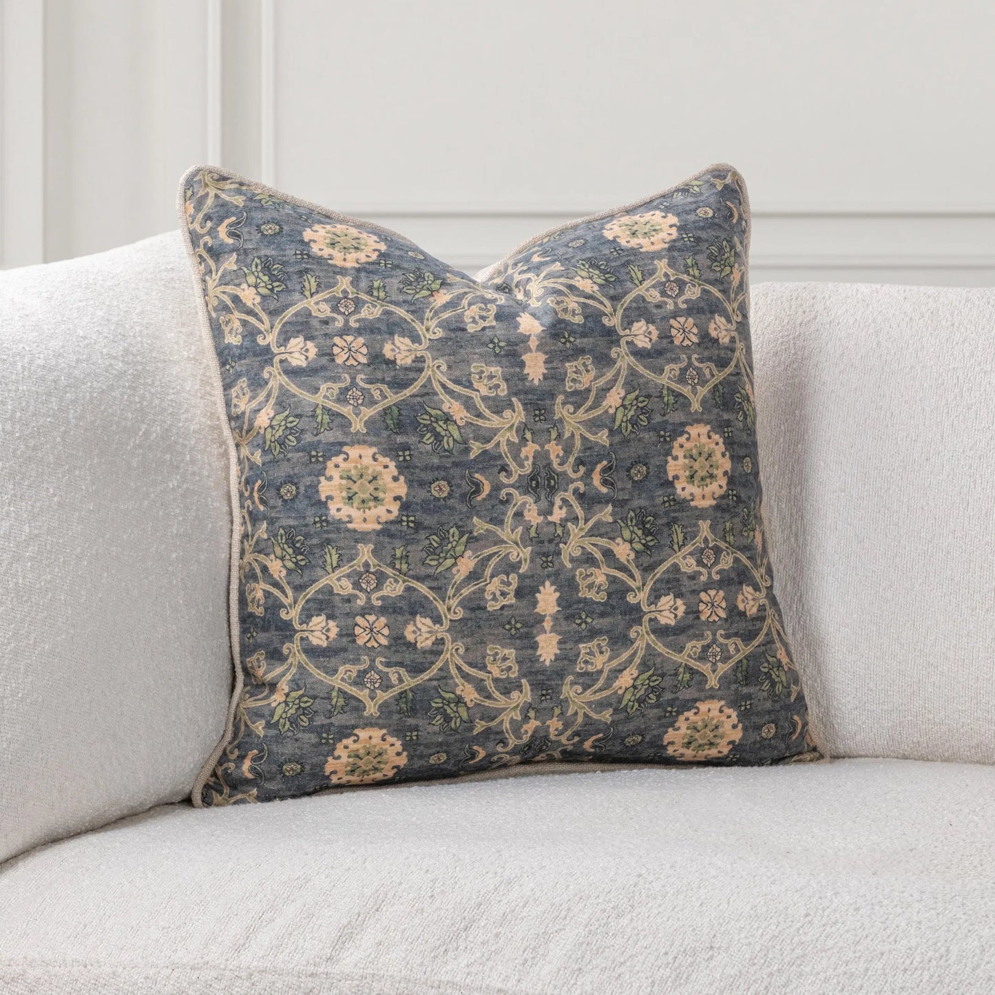 003 SI-2537964 | Lifestyle | Ira Linen Throw Pillow by Villa by Classic Home in blue sea multi. Made from 100% linen in a unique style.