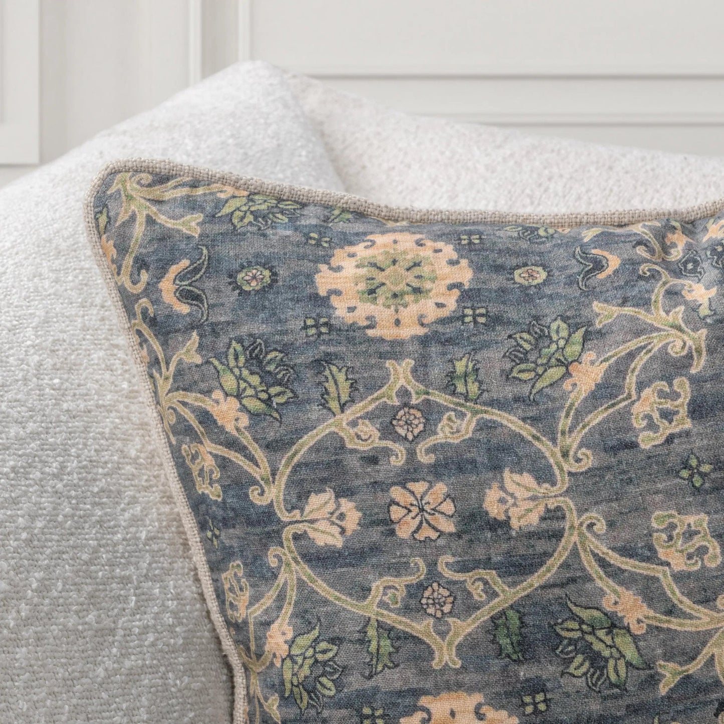 004 SI-2537964 | Lifestyle | Ira Linen Throw Pillow by Villa by Classic Home in blue sea multi. Made from 100% linen in a unique style.