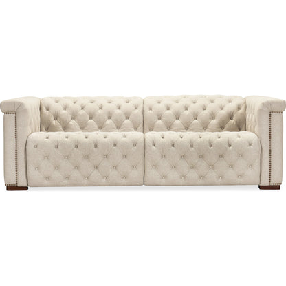 Savion Deux Sofa with Power Recliners and Power Headrests by Hooker Furniture in dark wood. Made from unique in a traditional style.