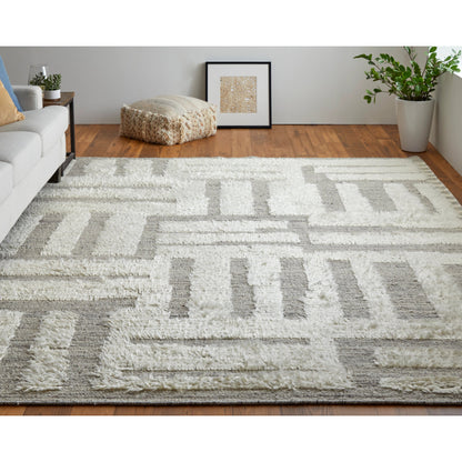 Ashby Transitional Geometric Rug - 8909F by Feizy in gray, ivory. Made from wool in a unique style.