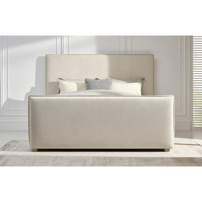 Zest Flanged Upholstered Bed by Zest in beige, flax and cream. Made from rubberwood, fabric in a modern style.