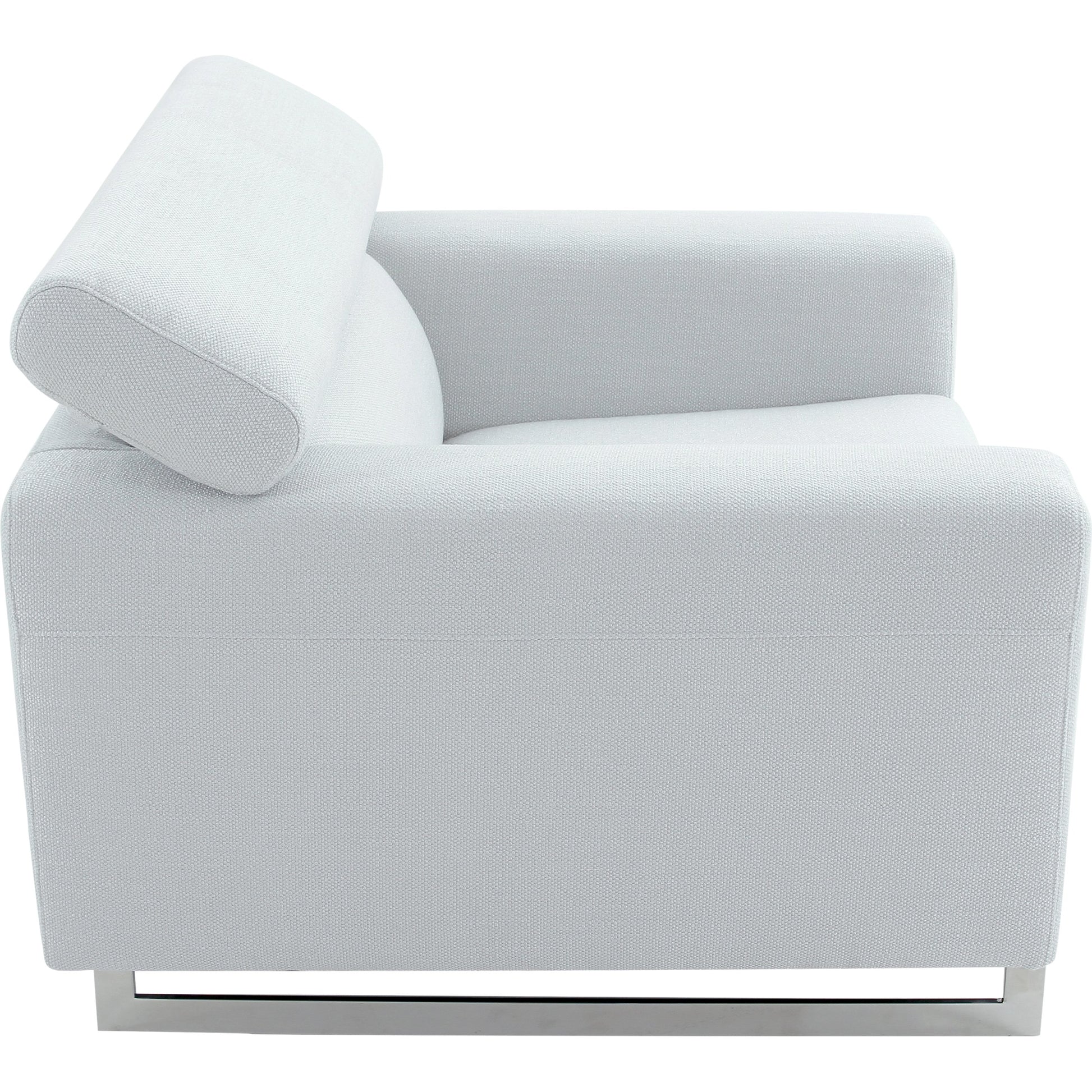 Serena Lounge Chair by Pasargad Home in silver. Made from polyester fabric in a modern style.