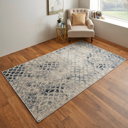 Camellia Transitional Rug - 39KGF by Feizy in ivory, blue. Made from polypropylene, polyester in a unique style.