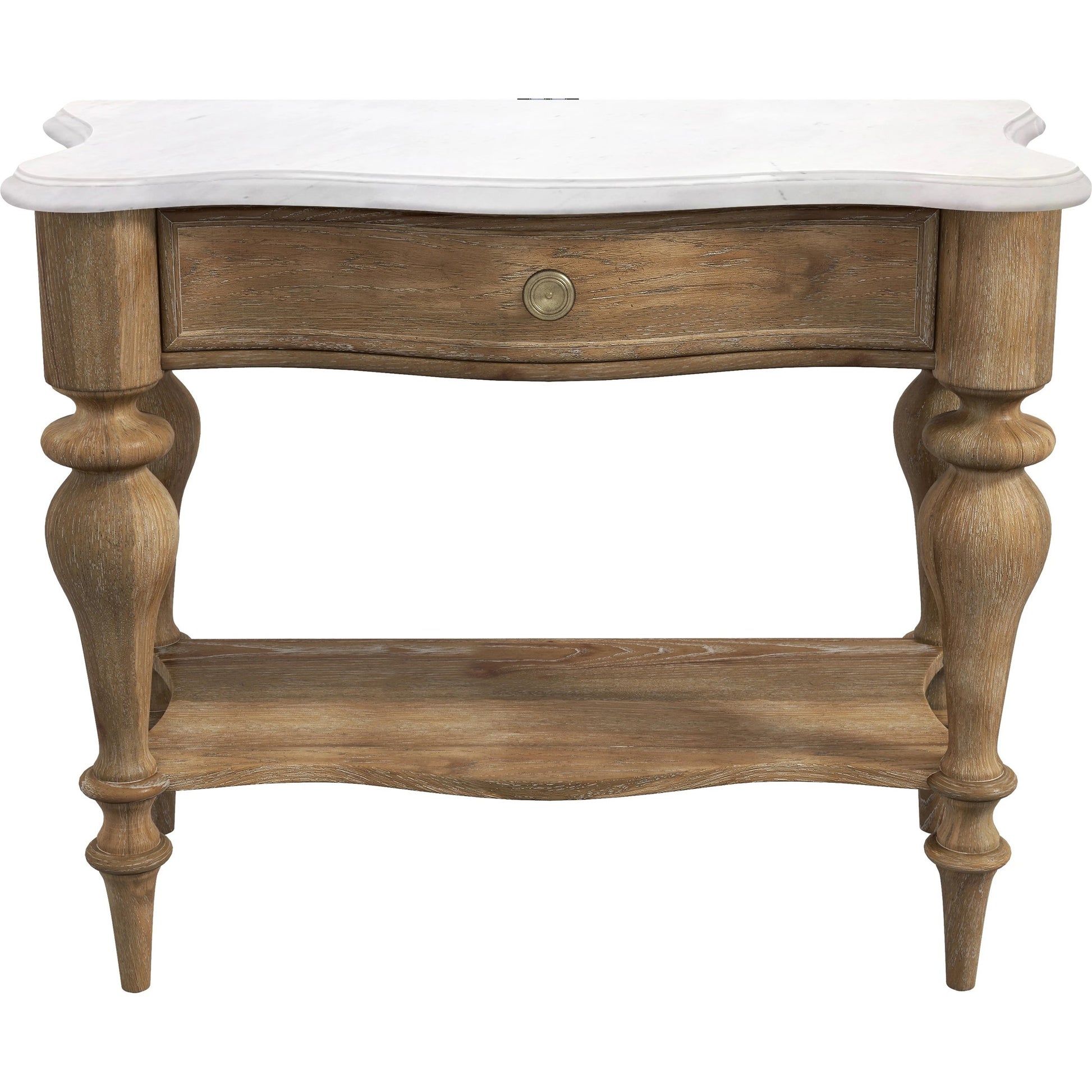 Weston Hills Bedside Table by Pulaski Furniture in flax seed. Made from hardwood solids, hickory veneers in a traditional style.