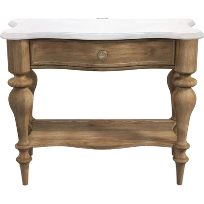Weston Hills Bedside Table by Pulaski Furniture in flax seed. Made from hardwood solids, hickory veneers in a traditional style.