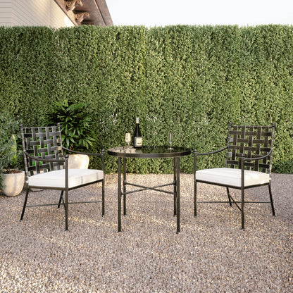 Provence Outdoor Bistro Table by Sunset West in pewter. Made from wrought iron in a modern style.