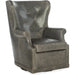 Mai Wing Swivel Club Chair by Hooker Furniture. Made from leather (aniline top grain) in a transitional style.