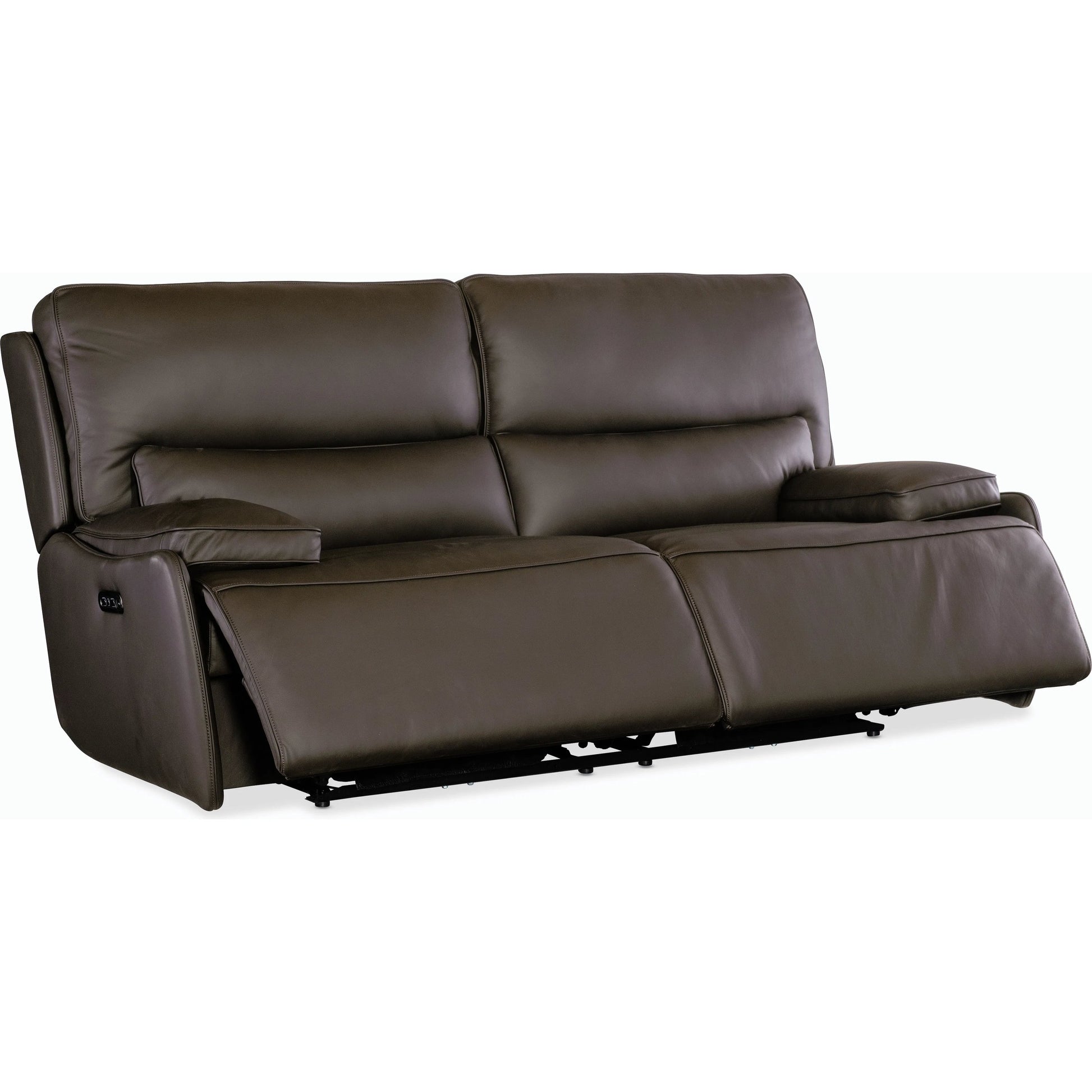 Kramer Zero Gravity Power Sofa w/ Power Headrest by Hooker Furniture. Made from leather in a modern style.