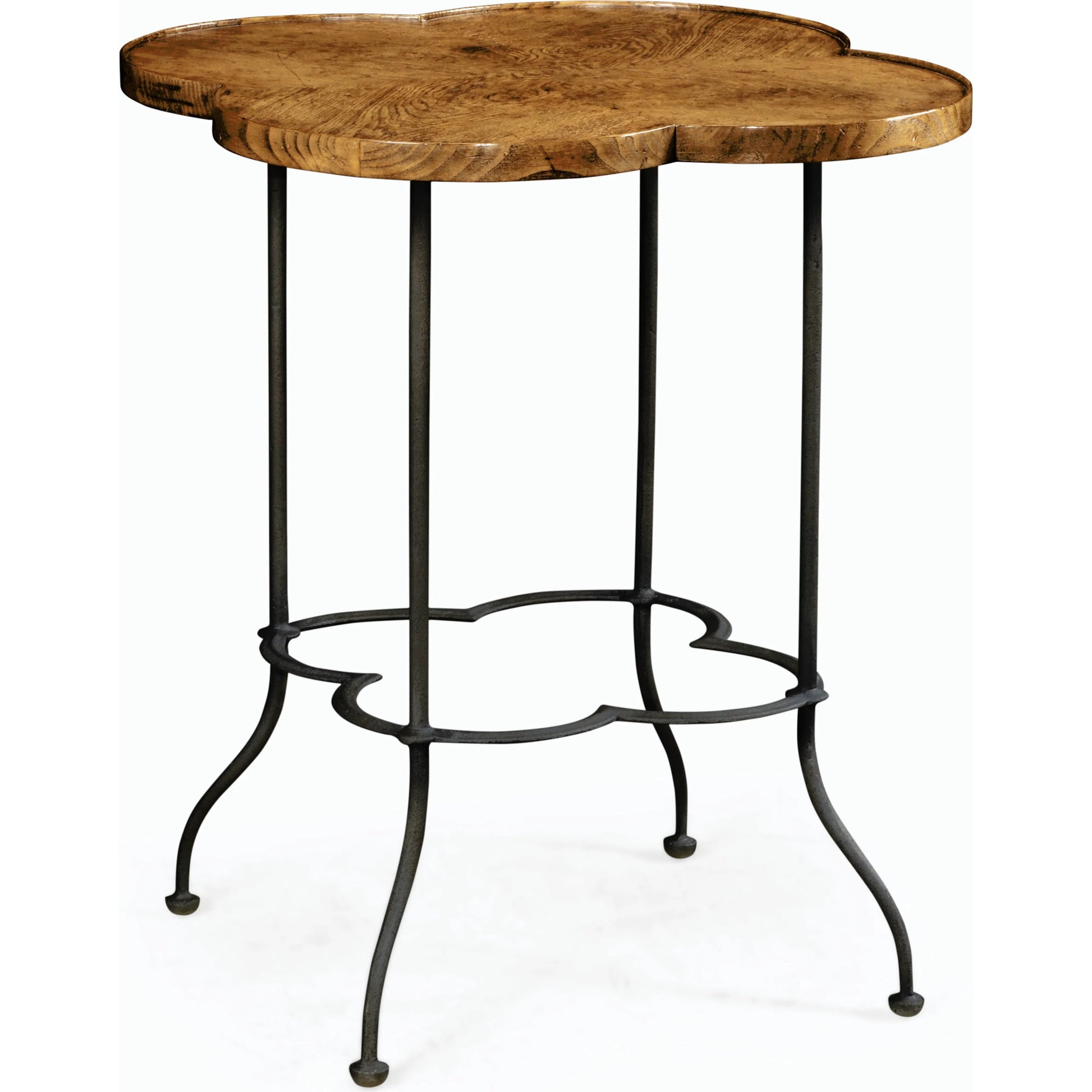 Casual Accents End Table by Jonathan Charles in brown and light brown chestnut. Made from iron in a rustic style.