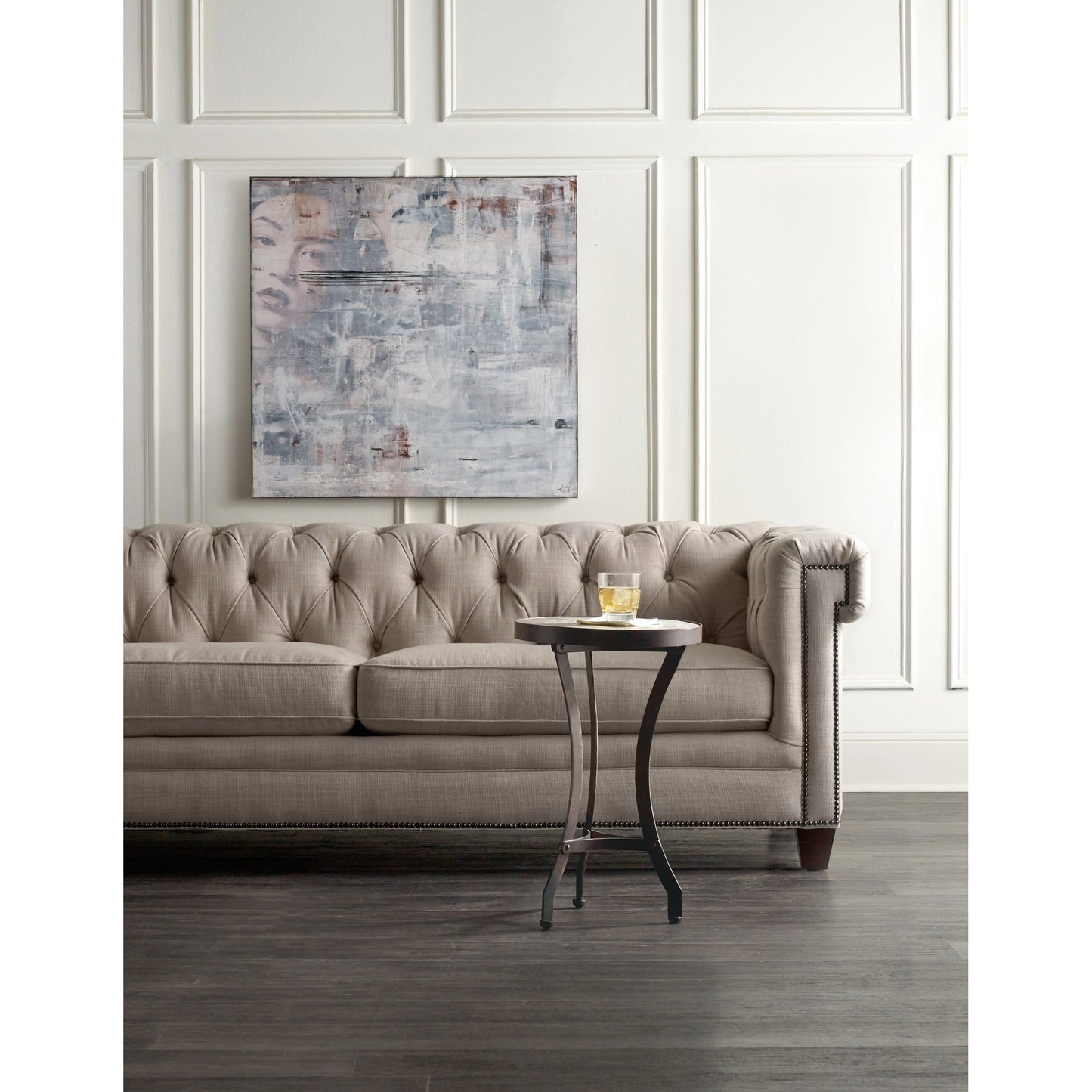 004 SI-1749532 | Lifestyle | Saint Armand Martini Table by Hooker Furniture in light acacia, antique bronze. Made from acacia solids with metal sheet in a modern style.