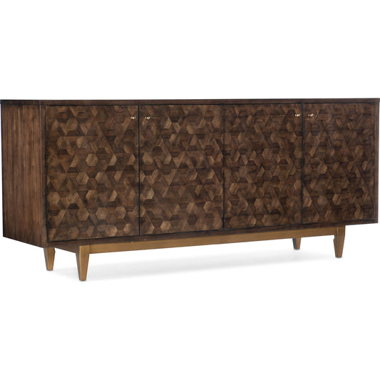 Alpine Credenza by Hooker Furniture in walnut. Made from walnut veneers in a modern style.