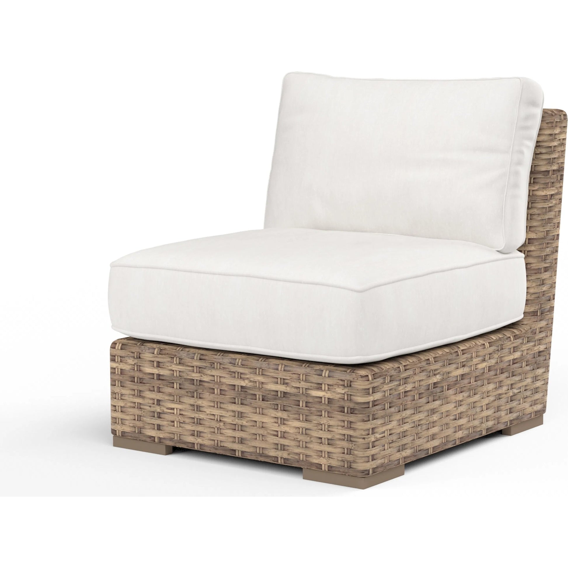 Havana Outdoor Armless Club Chair by Sunset West in tobacco. Made from resin wicker in a modern style.