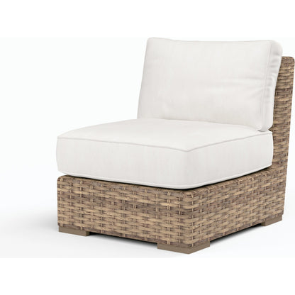 Havana Outdoor Armless Club Chair by Sunset West in tobacco. Made from resin wicker in a modern style.