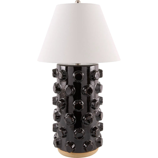 Vage Accent Table Lamp by Surya in glazed. Made from ceramic, linen, plastic, iron in a unique style.