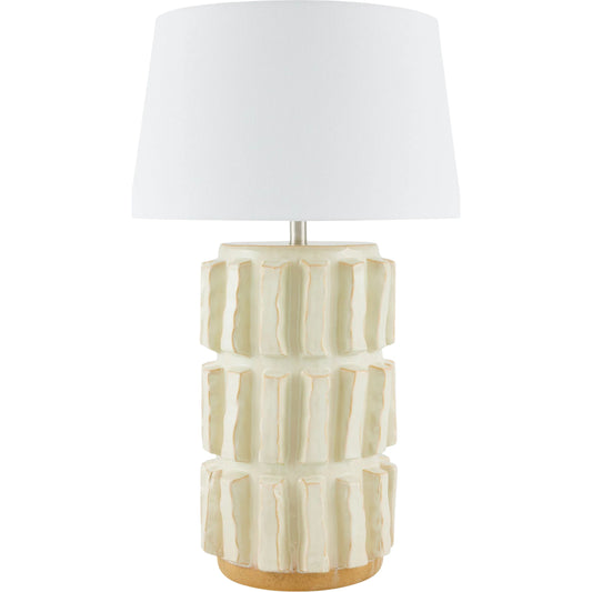 Vage Table Lamp by Surya. Made from ceramic, linen, plastic, iron in a modern style.