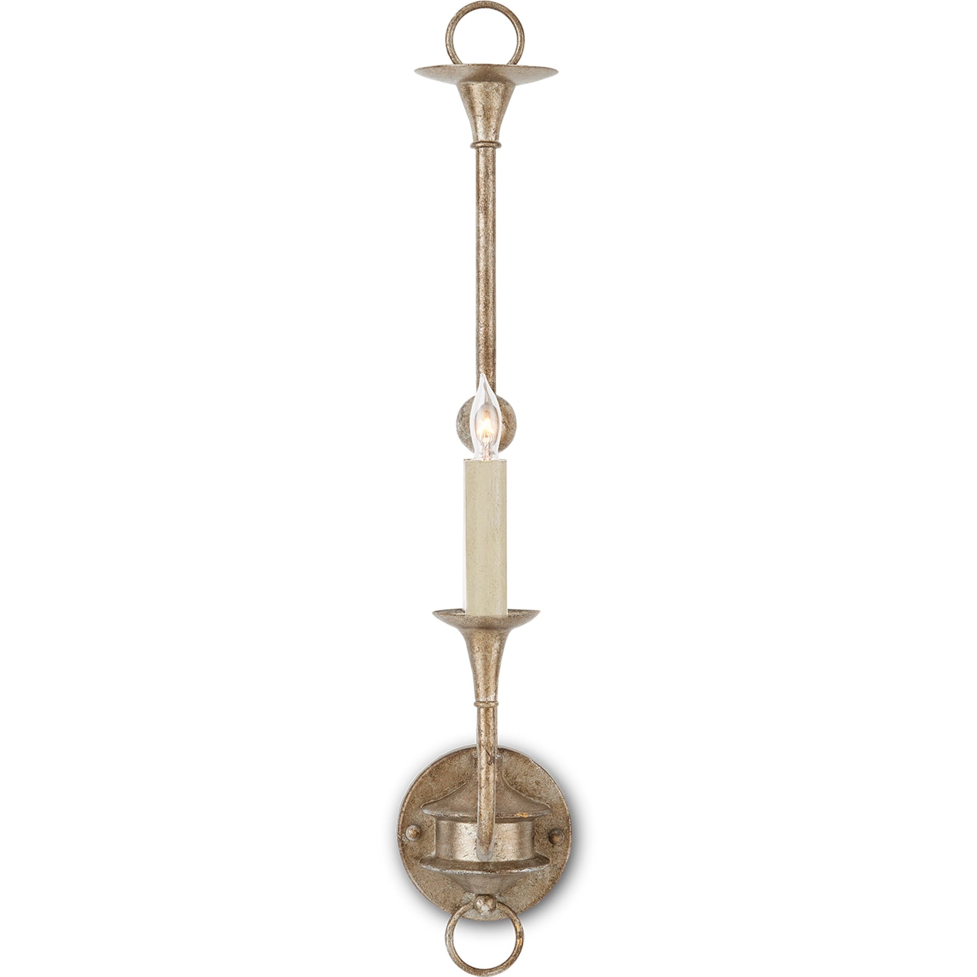 Nottaway Single Wall Sconce by Currey and Company. Made from wrought iron in a traditional style.