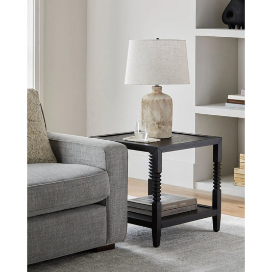 Vansaar End Table by Surya in black and painted. Made from oak veneer, mdf, oak in a modern style.