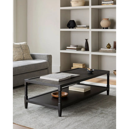 Vansaar Coffee Table by Surya in black and painted. Made from oak veneer, mdf, oak in a modern style.