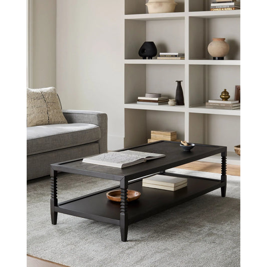 Vansaar Coffee Table by Surya in black and painted. Made from oak veneer, mdf, oak in a modern style.