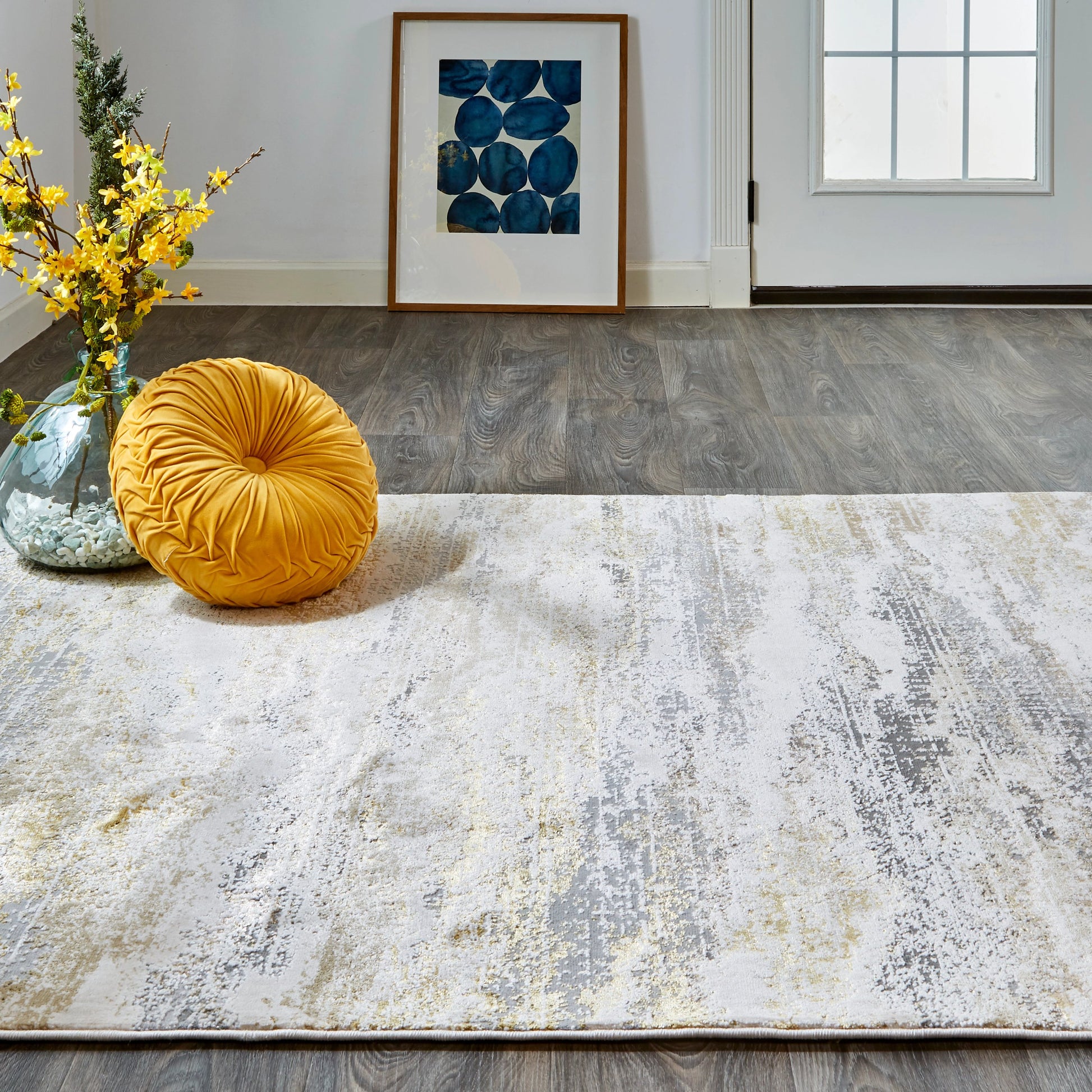 Aura Rug - 3735F by Feizy in gold, gray, ivory. Made from polyester, polypropylene in a unique style.