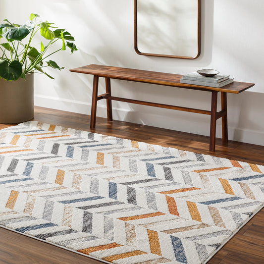 Valet Rug - 489652 by Livabliss in cream, gray, beige, mustard, burnt orange, blue. Made from face: 100% polyester, warp: 100% jute in a unique style.