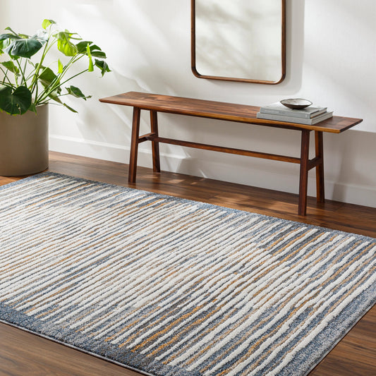 Valet Rug - 489676 by Livabliss in blue, cream, gray, beige, mustard. Made from face: 100% polyester, warp: 100% jute in a unique style.