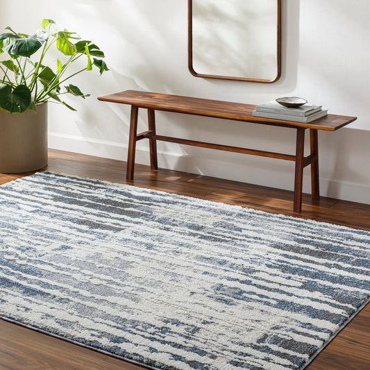 Valet Rug - 489682 by Livabliss in blue, cream, gray. Made from face: 100% polyester, warp: 100% jute in a unique style.