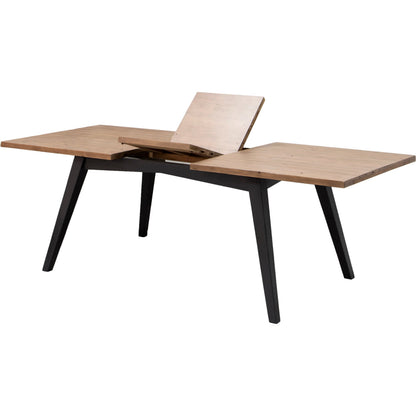 Viva Extension Dining Table by LH Imports in matte black and sundried wheat, matte black. Made from fsc reclaimed mixed wood in a modern style.