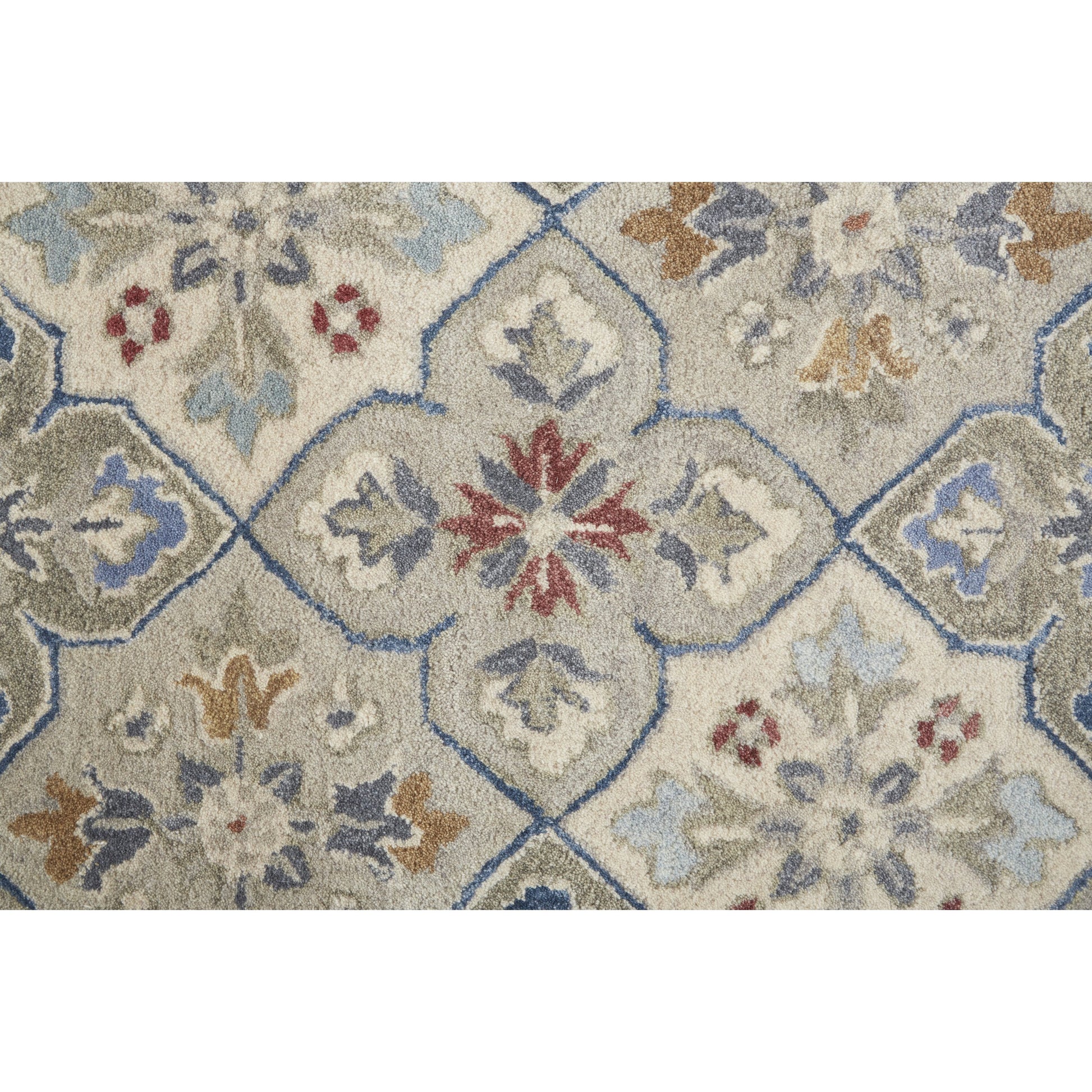 Rylan Transitional & Botanical Rug - 8638F by Feizy in taupe, ivory, red. Made from wool in a unique style.