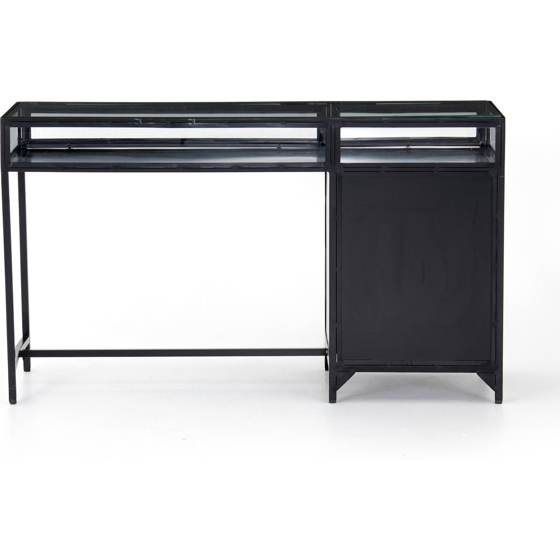 Shadow Box Desk by Four Hands in black. Made from iron in a modern style.
