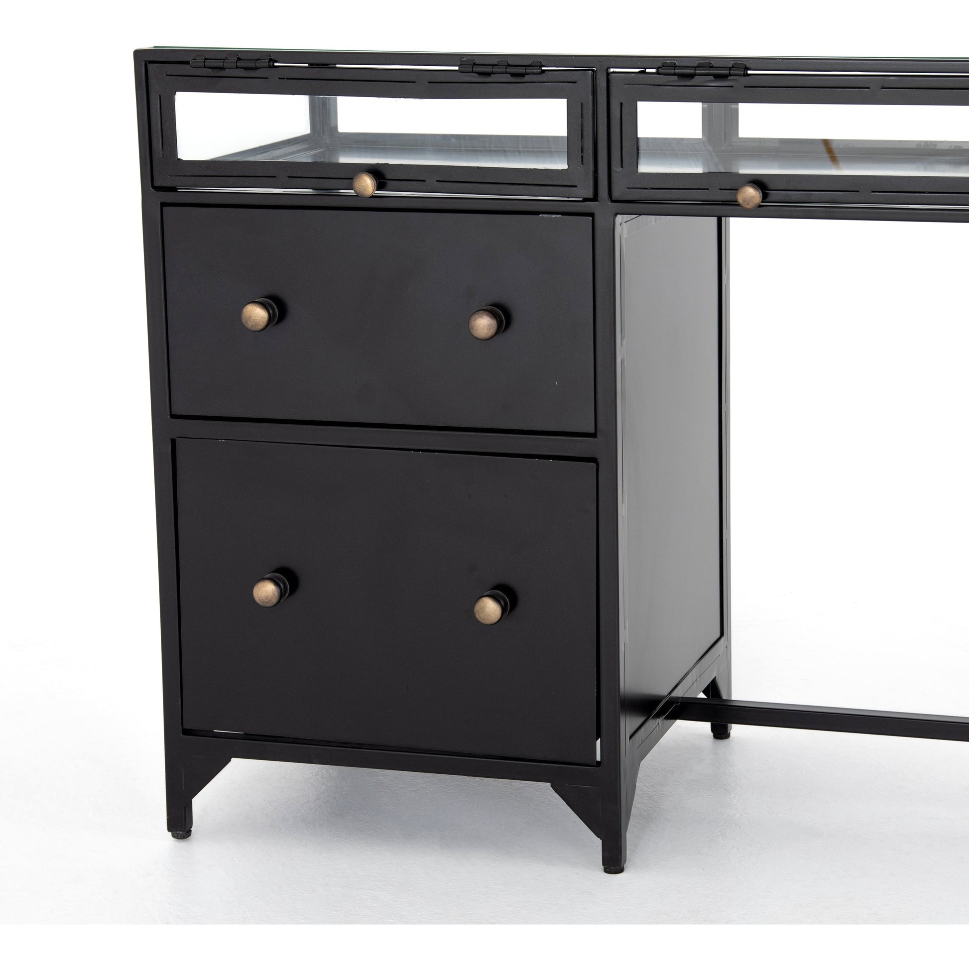 Shadow Box Desk by Four Hands in black. Made from iron in a modern style.