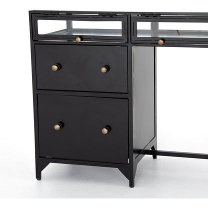 Shadow Box Desk by Four Hands in black. Made from iron in a modern style.