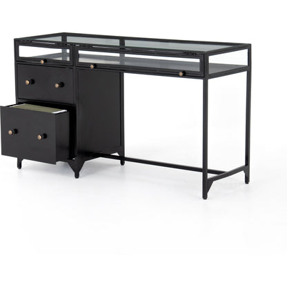 Shadow Box Desk by Four Hands in black. Made from iron in a modern style.
