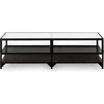 Shadow Box Coffee Table by Four Hands in black. Made from tempered glass, iron in a modern style.