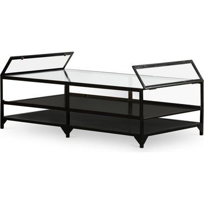 Shadow Box Coffee Table by Four Hands in black. Made from tempered glass, iron in a modern style.