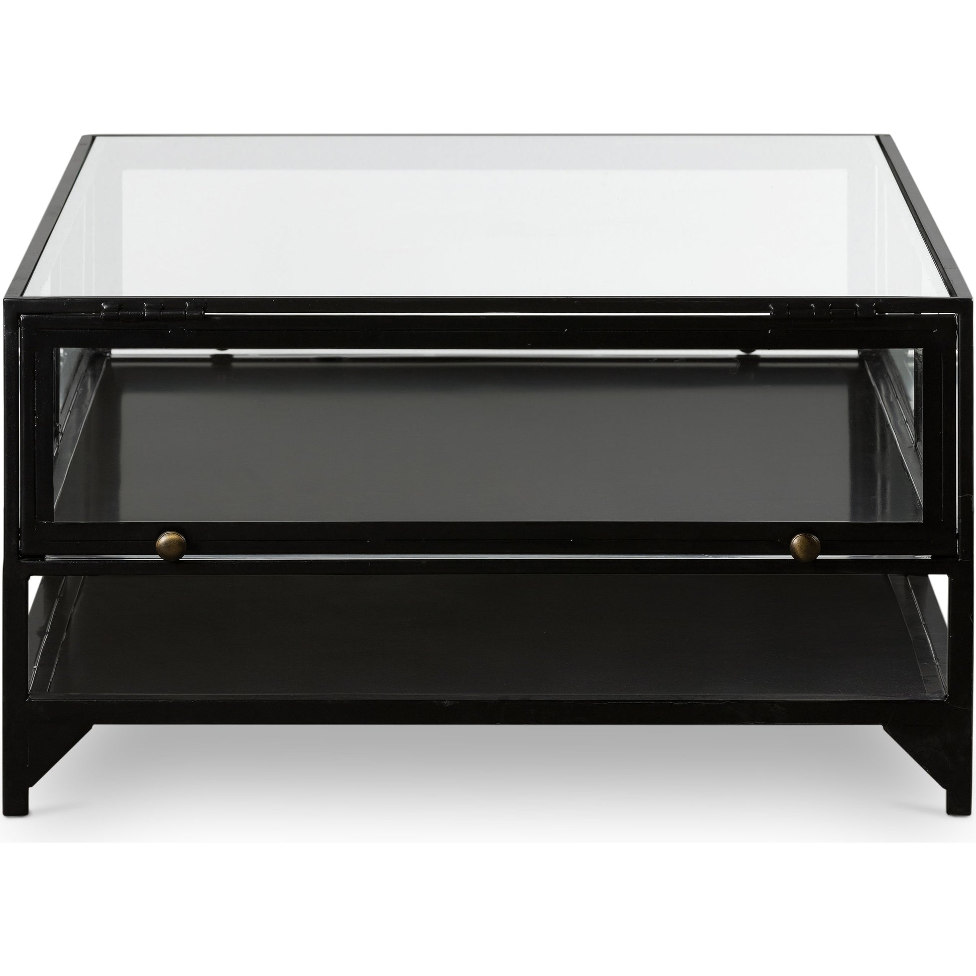 Shadow Box Coffee Table by Four Hands in black. Made from tempered glass, iron in a modern style.