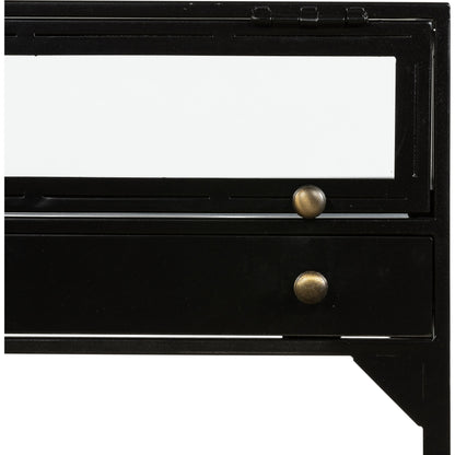 Shadow Box End Table by Four Hands in black. Made from tempered glass, iron in a modern style.