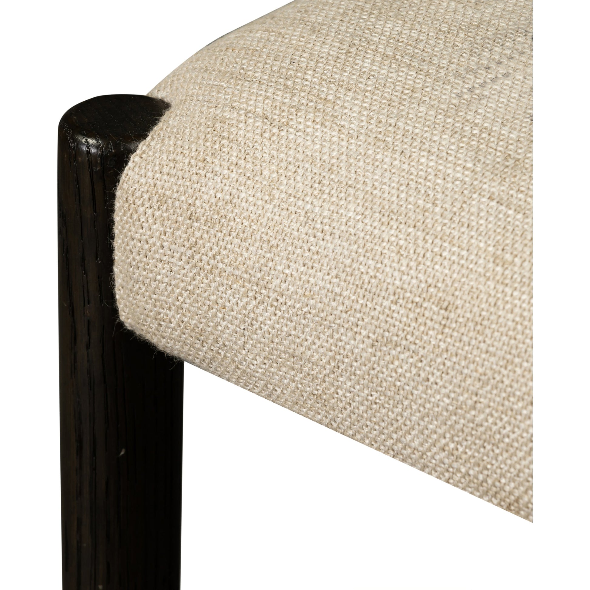 Glenmore Dining Chair by Four Hands. Made from 49% viscose (rayon), 22% flax, linen, 18% polyester, 11% cotton, solid oak, 100% polyester in a transitional style.