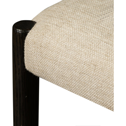 Glenmore Dining Chair by Four Hands. Made from 49% viscose (rayon), 22% flax, linen, 18% polyester, 11% cotton, solid oak, 100% polyester in a transitional style.