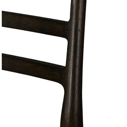 Glenmore Dining Chair by Four Hands. Made from 49% viscose (rayon), 22% flax, linen, 18% polyester, 11% cotton, solid oak, 100% polyester in a transitional style.