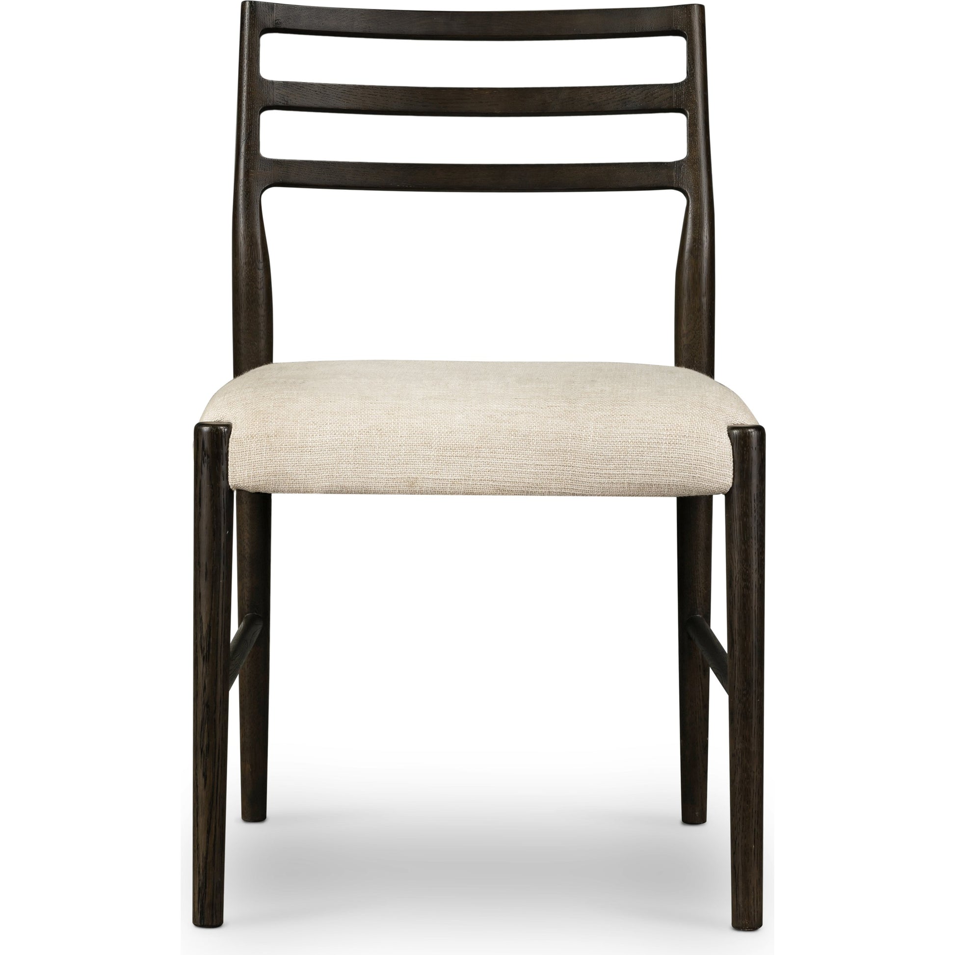 Glenmore Dining Chair by Four Hands. Made from 49% viscose (rayon), 22% flax, linen, 18% polyester, 11% cotton, solid oak, 100% polyester in a transitional style.