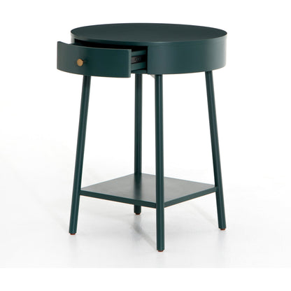 Van Nightstand by Four Hands in aged brass, matte alabaster, golden brass and matte alabaster. Made from engineered hardwood, solid parawood, iron in a modern style.