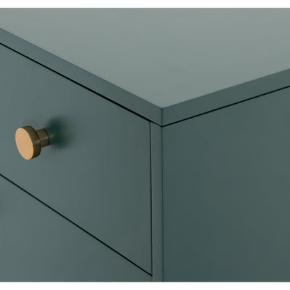 Van 5 Drawer Dresser by Four Hands in juniper green. Made from stainless steel, engineered hardwood in a modern style.
